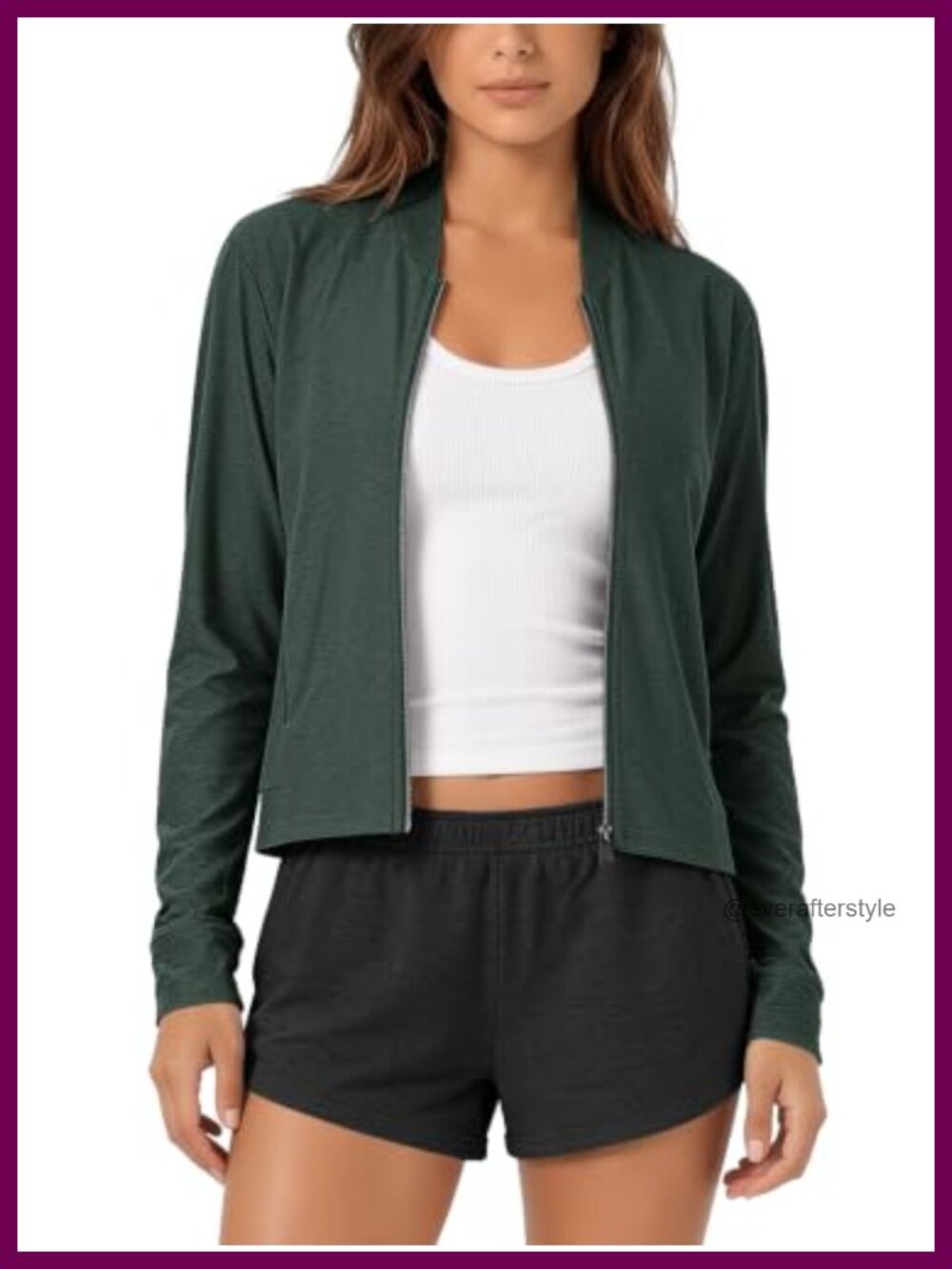 Women's Full Zip Track Jacket UPF 50+ Stand Collar Athletic Bomber